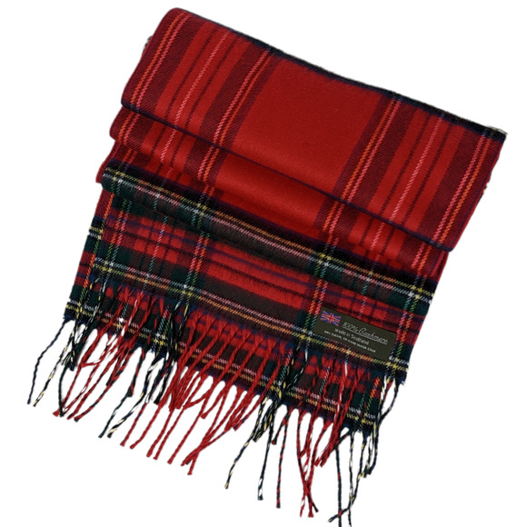 unknown Accessories - Cashmere Made In Scotland Tartan Plaid Scarf Red